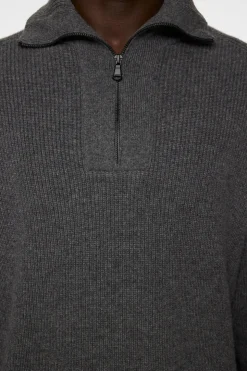 Après Ski<J.Lindeberg Wilmer Quarter Zip Knit MidGreyMelange