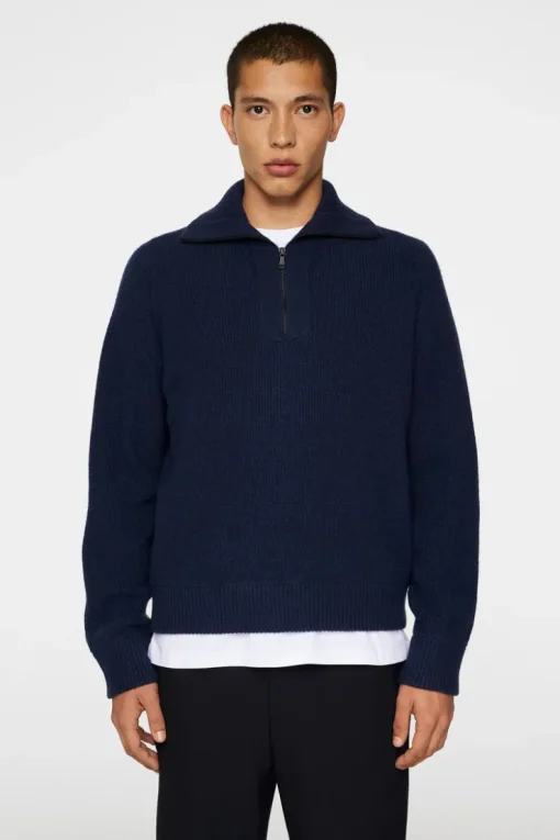 Après Ski<J.Lindeberg Wilmer Quarter Zip Knit JLNavy