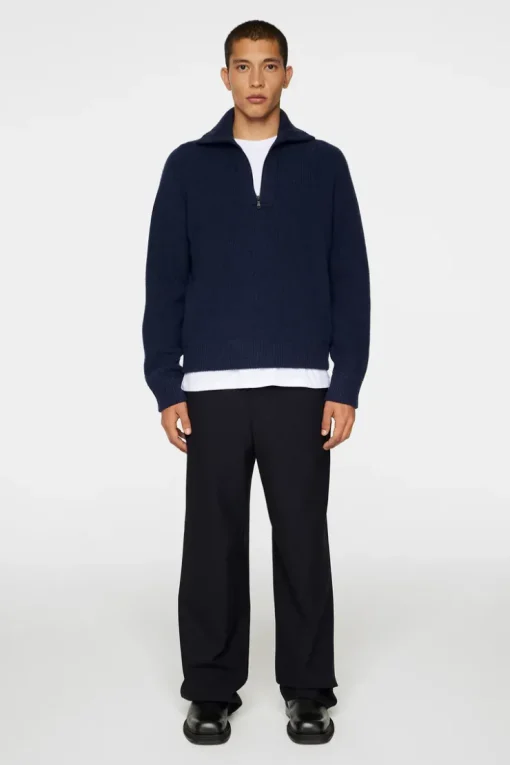 Après Ski<J.Lindeberg Wilmer Quarter Zip Knit JLNavy